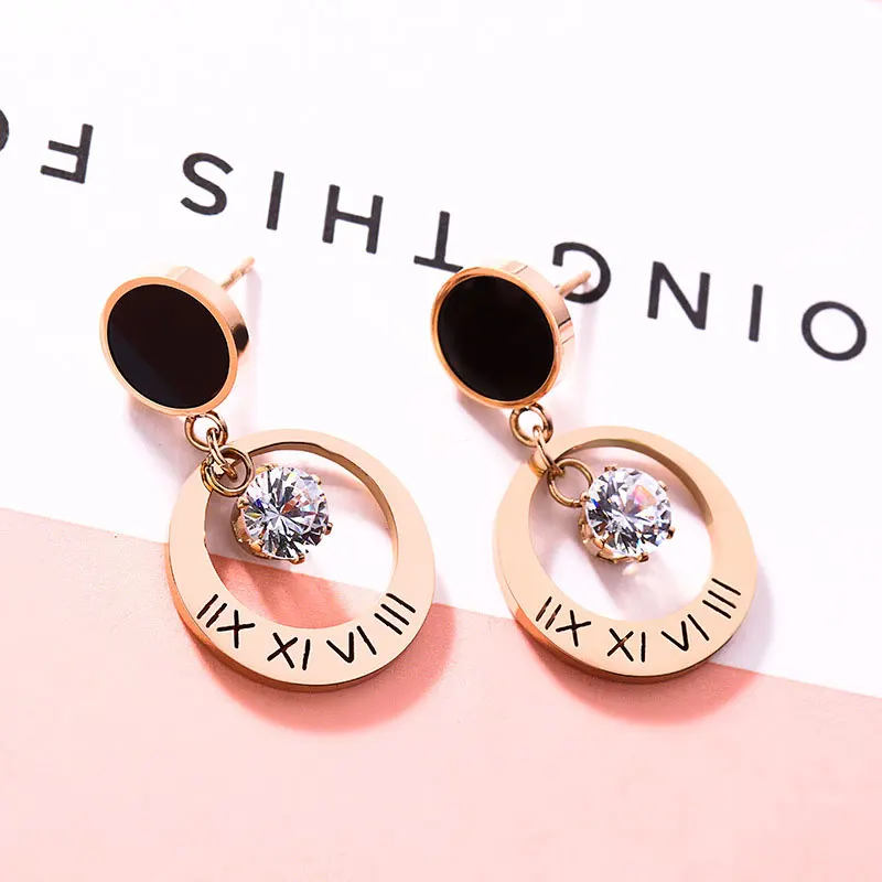 Buy Fashion Top Brand Roman Numerals Round Earrings