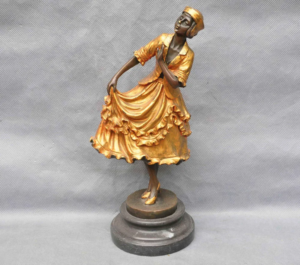 

xd 002288 11 Bronze Women Gilt beauty Dance Art Sculpture Statue