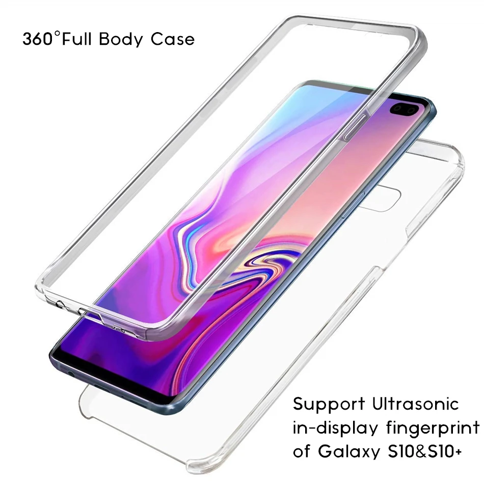 

Luxury 360 Full Body Case for Samsung Galaxy S10e S10 S9 S8 Plus S7 Edge Note 8 9 Case Crystal Transparent Full Cover for S10+
