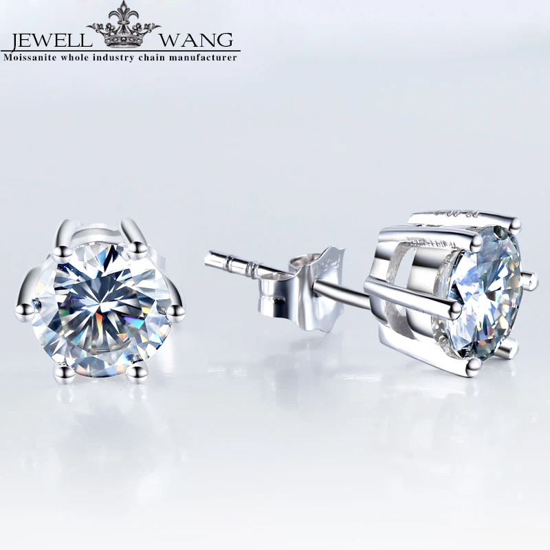 Драгоценный камень с муассанитом цвет Белое золото 0 50 карат 18 К|stud earrings|earrings