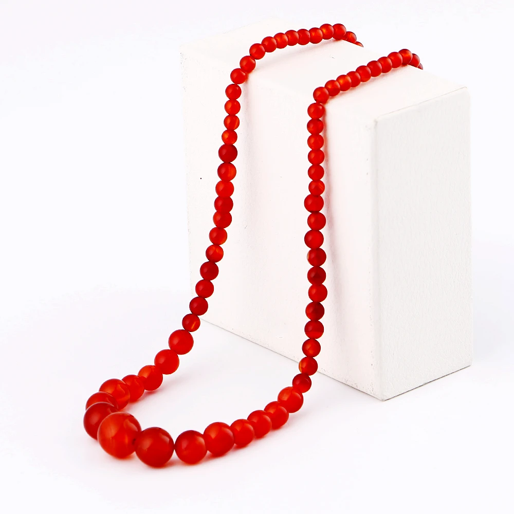 Natural Stone Short Necklace Trendy Men Jewelry New Design Red Agate Stone  Beads Chain Necklace Women Stones Round Beads Crystal|Pendants| - AliExpress