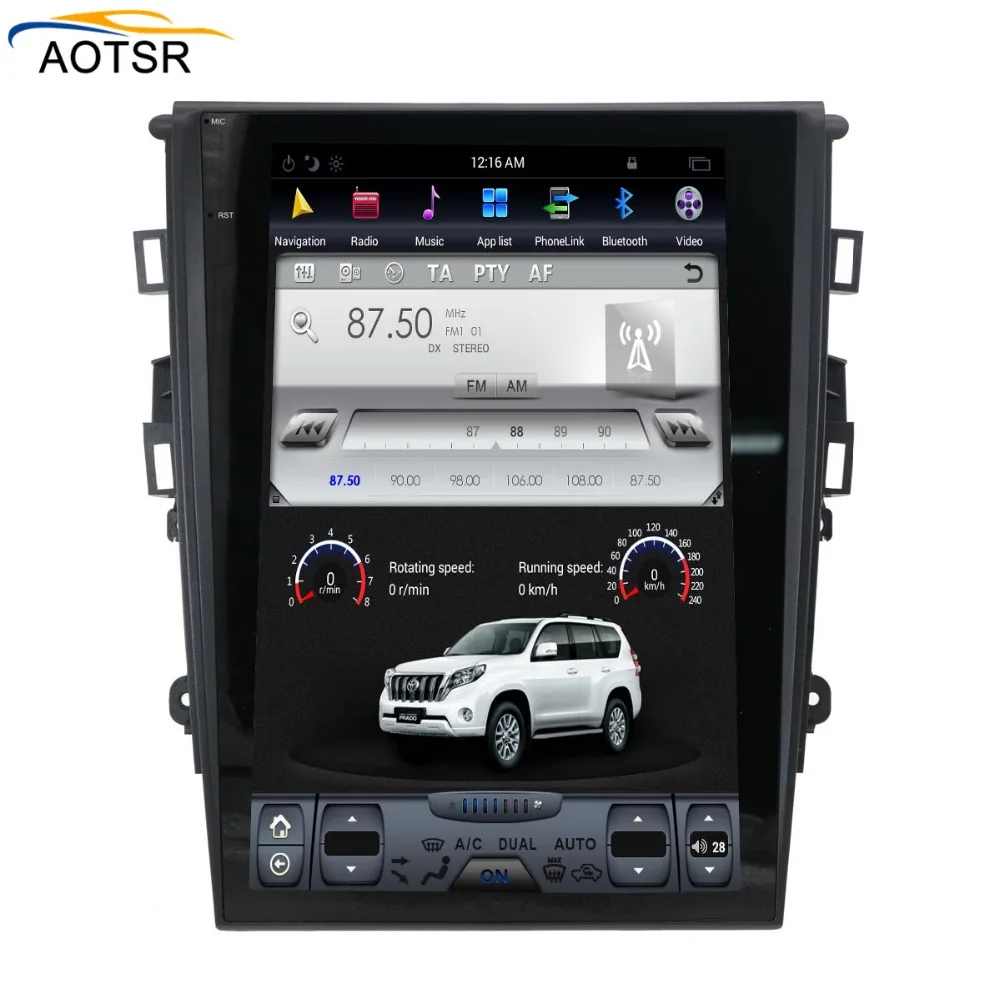 Discount 12"BIG Screen Tesla style Android 6.0 Car Radio GPS Navigation Stereo Car NO DVD CD Player FOR Ford Mondeo Fusion MK5 2013-2017 1
