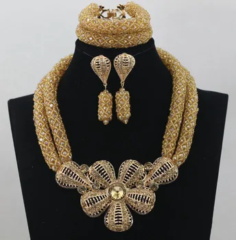 

Classic Women New Crystal Wedding Party African Beads Negerican Wedding Jewelry Sets Costumes Free Shipping WD197