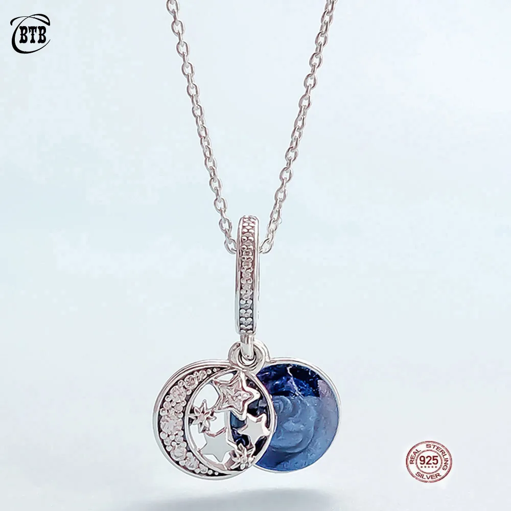 

Original PAN 925 Sterling Silver Bright Star Pendant Necklace Women Crystal Star Clavicle Chain Fashion Jewelry Girlfriend Gifts