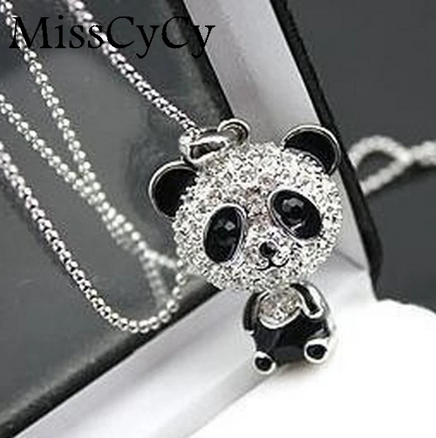 

MissCyCy 2016 New Wholesale Good Quality Fashion Rhinestone Panda Womens Pendant Necklace For Women