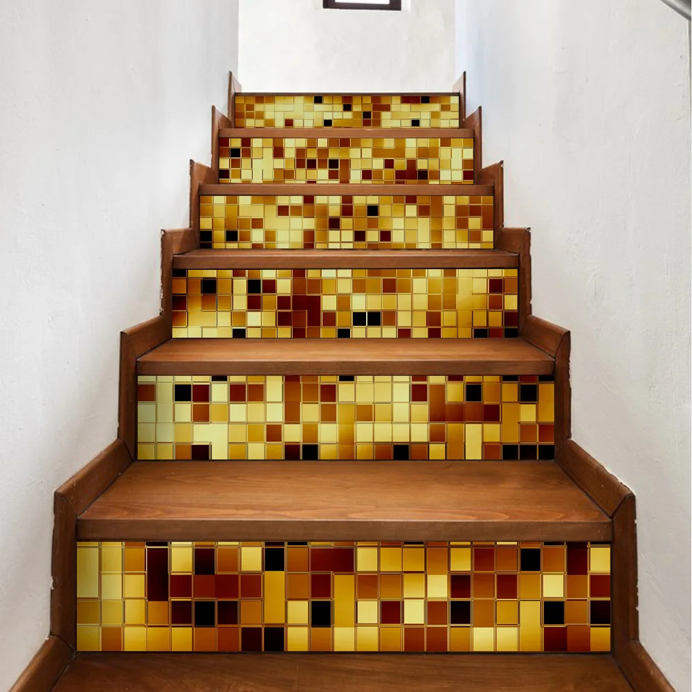 Gold Mosaic Stairway Stickers Wall Stickers For Kids Rooms DIY