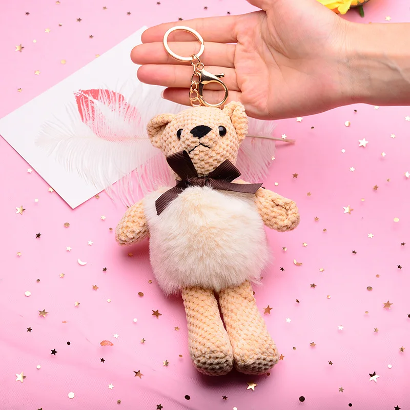 

1PCS The New Animal Bear Cute Plush Bag Keychain Key Holder for Bag Charm Hanging Key Chain Key Ring Pendant Doll Toy YF-309