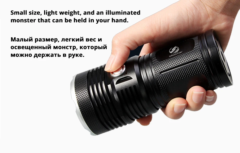 Powerful LED Flashlight with 18 x T6 LED Lamp bead waterproof searchlight Wide range Use 4 x 18650 battery of lighting