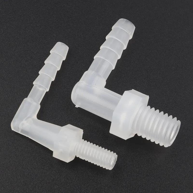 

10pcs/lot M6~M12 Male Thread To 4~12mm Food Grade PP Elbow Connectors Aquarium Fish Tank Hose Joints Air Pump Aerator Fittings