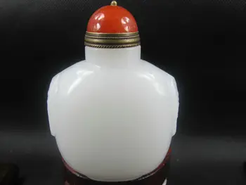 

Chinese White jade carving Perfect shape Nephrite Jade Snuff Bottle