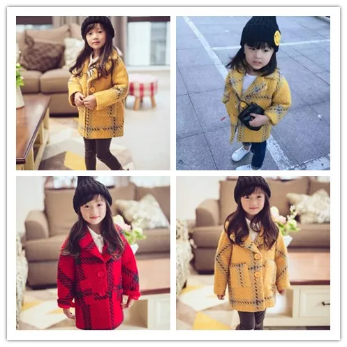 Лидер продаж года, новая осенне-зимняя утепленная Длинная шерстяная куртка в клетку для девочек Детская верхняя одежда детское шерстяное пальто принцессы, X49