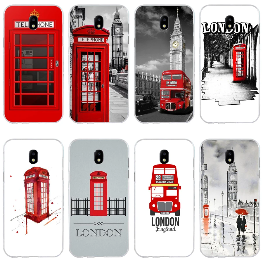 61H Red Phone Box Booth Phone Box Custodia Morbida In Silicone Tpu Cover Per Samsung J3 J5 J7 2016 2017 A3 2016 A5 2017 A6 2018
