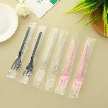 

95PCS Mini 3-tooth Disposable Transparent Home Dining Plastic Food Cake Fork for Dessert For Party BBQ Sticks