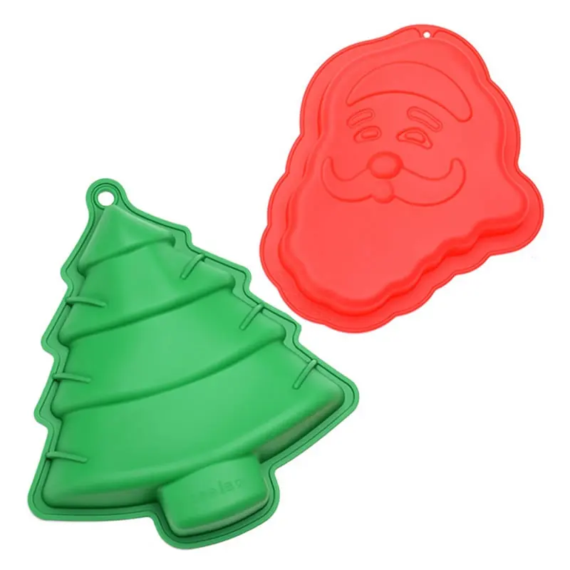 

2pcs Silicone Santa Christmas Tree Cake Mold Cookie Fondant Biscuit Sugar Craft Cake Mould Decorating Kitchen Baking Pastry Tool
