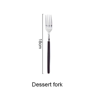 Столовые приборы из нержавеющей стали с черной ручкой, набор посуды с гальваническим покрытием, нож для стейка, вилка, десерт - Цвет: dessert fork