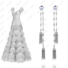 GODKI 140 мм роскошные длинные кисточки серьги для женщин полный микро кубический циркон CZ Дубай серебряные Свадебные обручальные серьги