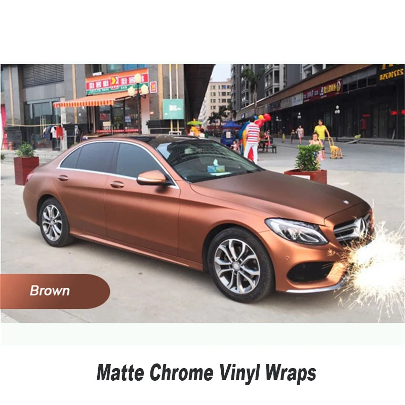 Europe Quality Matt Chrome Vinyl Car Wraps Film Brown Copper Color Car Wrap Foil Size 5ft X 65ft