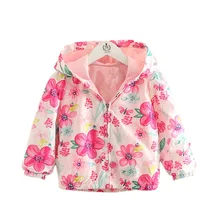 Пальто для маленьких девочек; Осенняя детская одежда; худи с цветочным принтом для маленьких девочек; ветровка с длинными рукавами; детская одежда