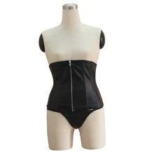 NEW black leather zipper wedding underbust Sexy Waist Workout Cincher Body Shaper Shapewear Corset S-XXL 02835 for Women girl