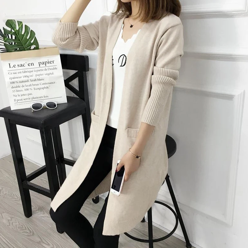 Women Autumn Open Stitch Cardigan 7 Colors Available Knitted High Quality Ladies Outwear Sweater Long Cardigans