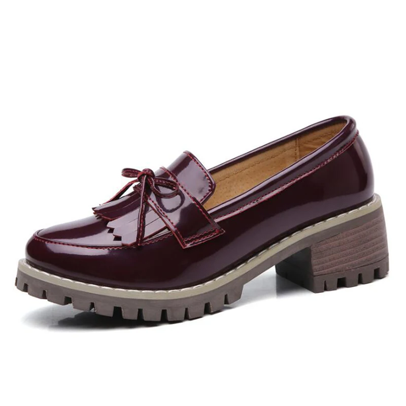 Coins apricot 35 Rétro Chaussures Avec Cuir noeud Papillon 2018 En Femmes 41 Verni Taille Noir Mocassins Occasionnels rouge WTFOWq0wS