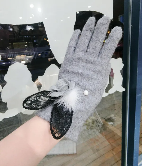Новые женские зимние кашемировые перчатки варежки черный серый Аксессуары для одежды
