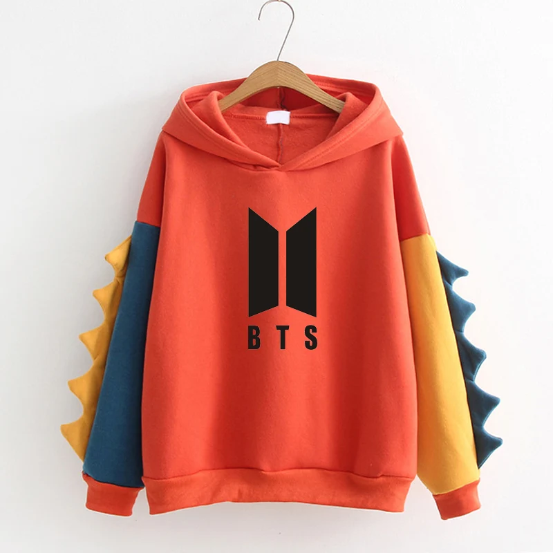 

New arrival Bangtan Boys Women's Sweatshirts Hoodies Kpop Sweet Cute Dinosaur Velvet Cashmere Hooded Hoodies EXO Pullover Tops