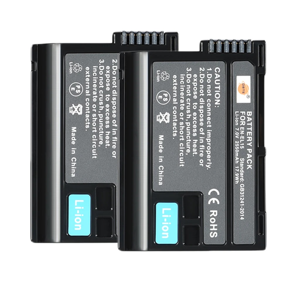 DSTE 2PCS 2550 mAh EN EL15 en el15 Camera Battery for Nikon D500 D7000