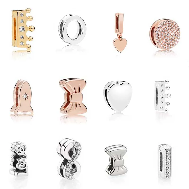 

Virgooer 925 Sterling Silver Reflexions Series Heart Clip Charm Fit Pandora Bracelet Reflexions Safety Chain Diy Jewelry Making