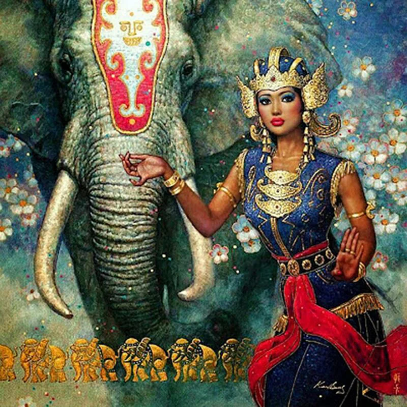 

5D Diy Diamond Painting Animal india elephant&girl fish Cross Stitch Full Rhinestones Mosaic Inlay Diamond Embroidery Handcraft