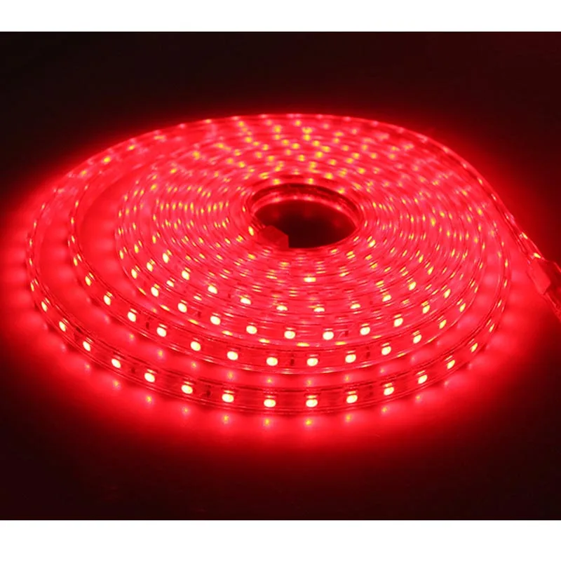 Светодиодная лента 1 м~ 25 м EVO SMD5050 AC220V IP65 Светодиодная лента гибкий светильник 60 Светодиодный s/M Водонепроницаемый светодиодный Светодиодный светильник с вилкой EU - Испускаемый цвет: Red