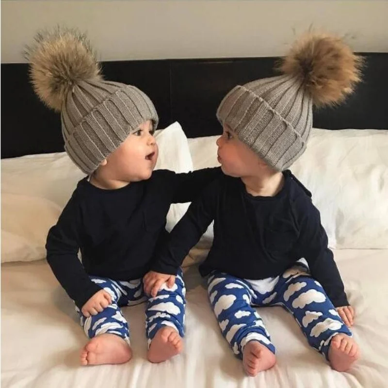

Warm Winter Hat For Children Cotton Lovely Baby Kids Toddler Beanie Cute Pompom Soft Knitted Hats Girls Boys Plus Velvet Beanies