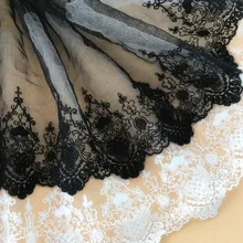 1 ярдов африканская кружевная ткань белый черный цветок вышитые 18 Ширина DIY ремесло швейное платье одежда женская одежда кружевная отделка