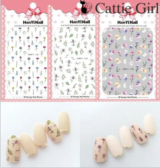 

1 Sheet Daisy 3D Nail Art Transfer Stickers Line Dried Flower Nail Designs Japanese Nail Accessories for Nail Decorations