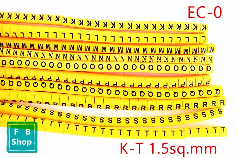 500 шт EC-0 1,5 кв. Мм K-T KLMNOPQRST английские буквы гибкий Печатный рукав трубка этикетка Сетевой провод Кабель маркер