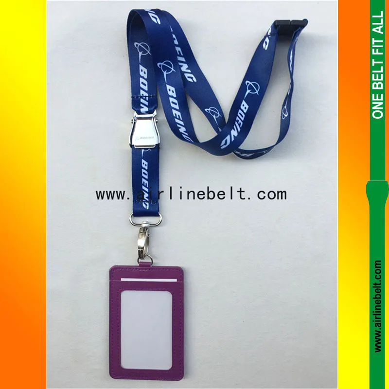 Boeing Lanyard with mini Airplane Buckle Blue Ribbon Rope Sling for ID Case Holder for Pilot Aviation Lover Airman Flight Crew