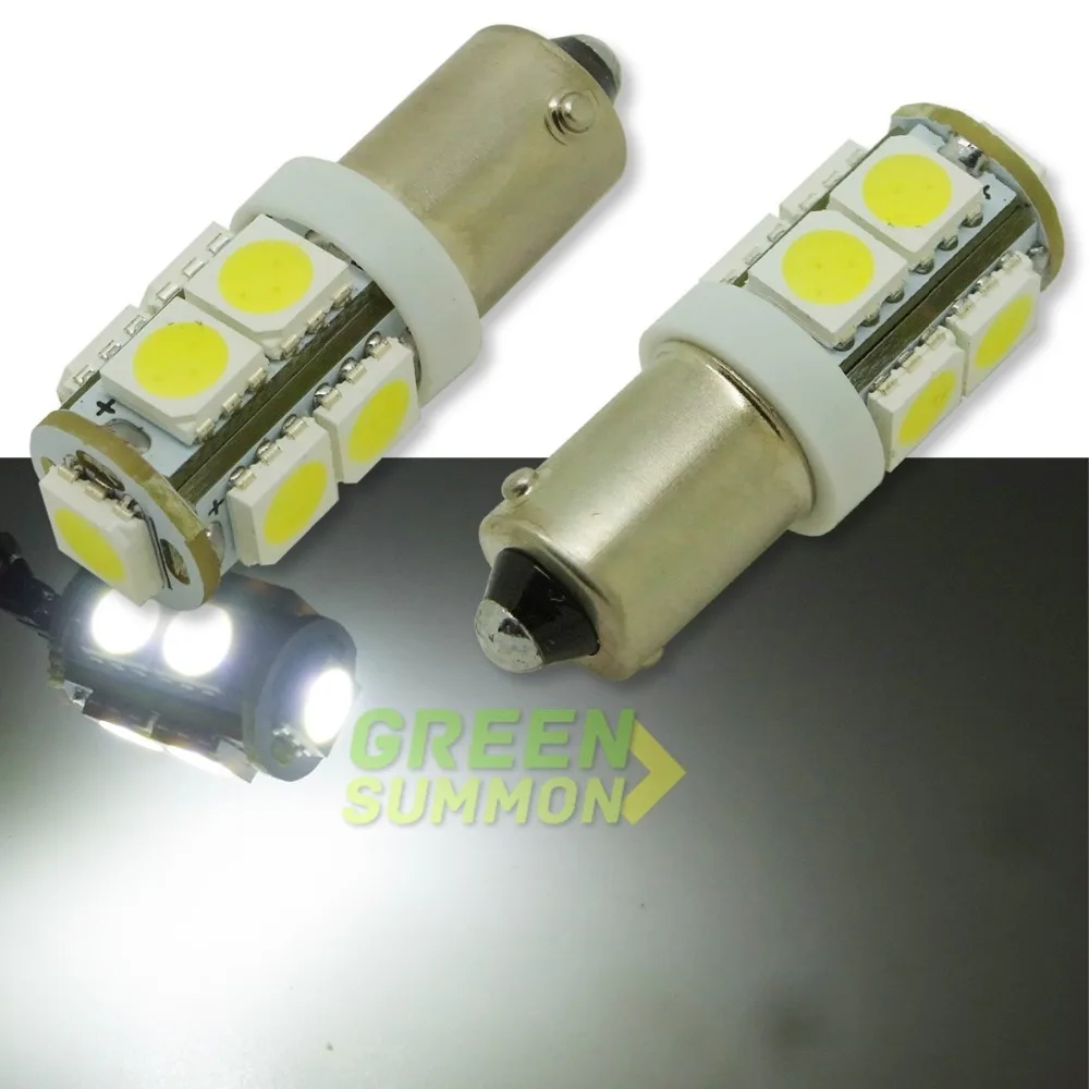 2pcs/lot BA9S LED White Lights 9 5050 SMD Corner Signal Car Side Light Bulb Lamp DC 12Vin