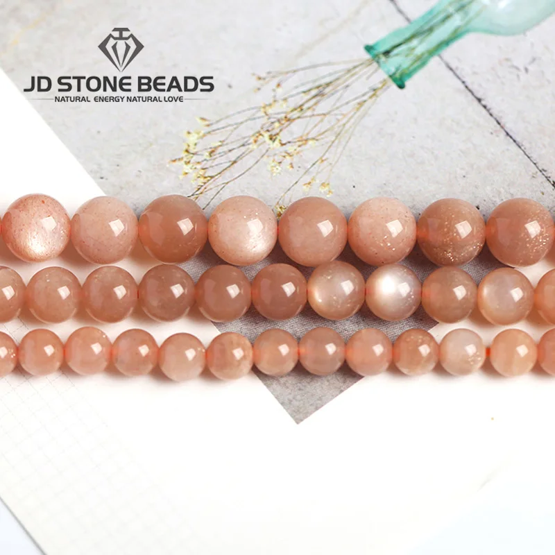 

JD Stone Beads Free Shipping Natural Orange Moonstone Beads GEM Stone Beads DIY Accessory High Quality Wholesale Beads