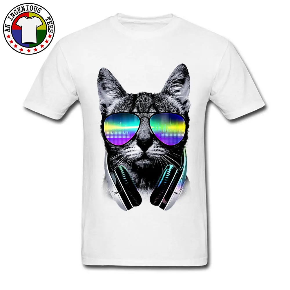Tops Shirts Top T-shirts Music Lover Cat V.II Summer Autumn Short Sleeve 100% Cotton O Neck Men T Shirts Group 2018 New Fashion Music Lover Cat V.II white
