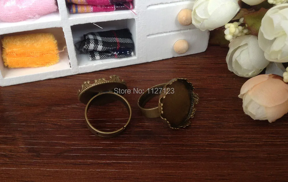 

Free ship!!200piece 20mm Bronze Color Ring base with round crown edged cabochon mountings