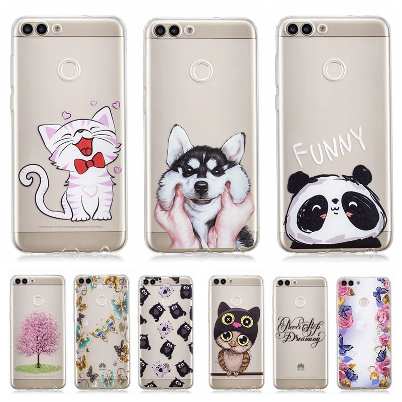 Huawei P Smart Case Honor 9 Lite Cover Cartoon Panda Dog Cat Silicone Phone on for Funda Women |