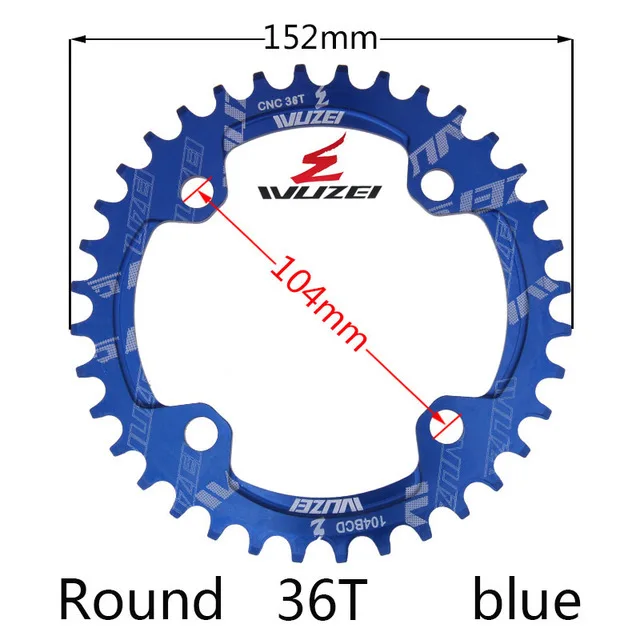 Одна узкая ширина система скорости Crown 104 Bcd 1 Rodada 38 36 34 32 T Mtb 9 10 11 S 1*11 крест кольцо - Цвет: Blue 36T Round