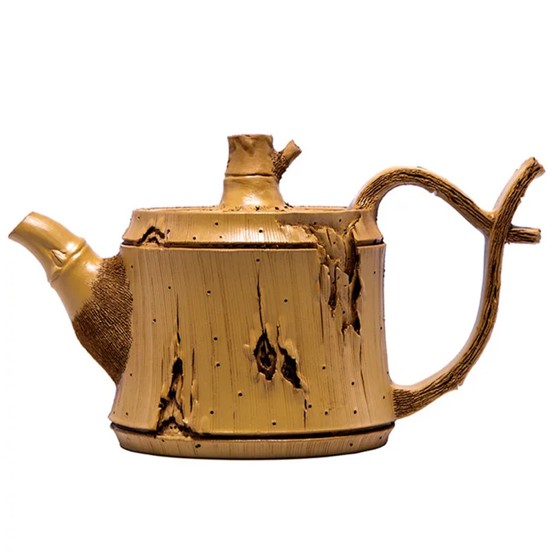 New Arrival Authentic Pure Handmade Purple Clay Teapots Bamboo joint