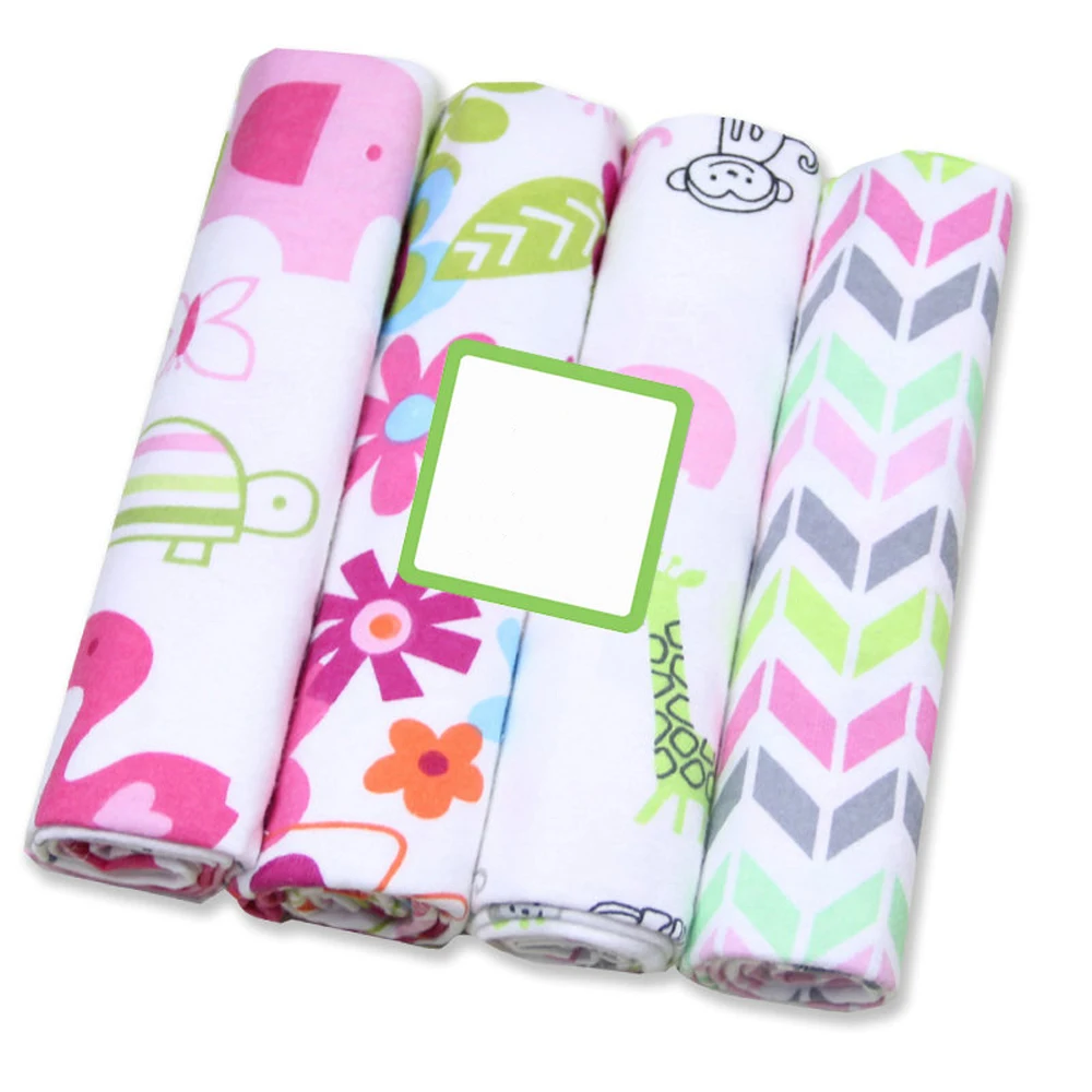

4 Pcs/pack 100% Cotton Flannel Receiving Baby Blanket Soft Baby Muslin Diapers Newborn Swaddle Wrap Muslin Swaddle 76*76 CM