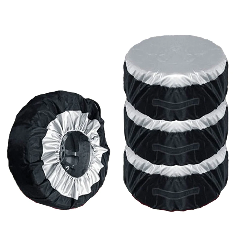 

4Pcs Tire Cover Case Car Spare Tire Cover Storage Bags Carry Tote Polyester Tire For Cars Wheel Protection Covers 4 Season