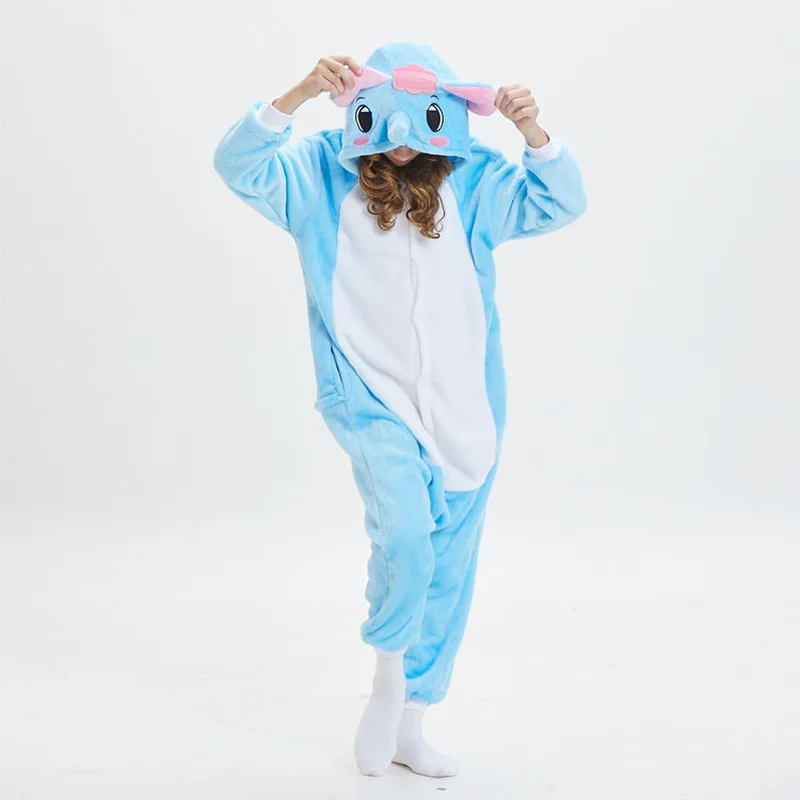 

2-12 y children animal stitch pyjama elephant soft flannel one Sleepwear boy girl pijama winter warm one piece pajamas for kids