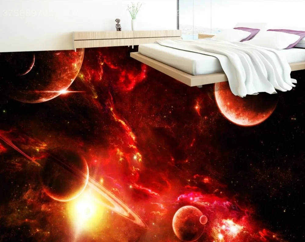 

3D floor murals custom cool universe star 3d floor tiles bathroom self-adhesive wallpaper 3d pvc flooring