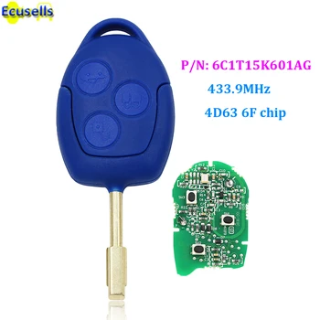 

Remote Key FOB 3 Button 433MHz ID63 Chip for Ford Transit WM VM 2006-2014 P/N: 6C1T15K601AG FO21 uncut blue color