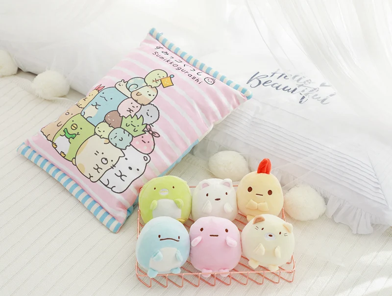 45 см* 35 Sumikko Gurashi угловой био подушка в том числе маленькое создание милый кот динозавр медведь Пингвин курица Плюшевые игрушки 6 шт./компл