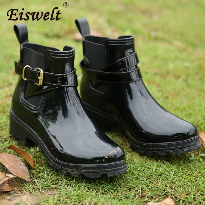 

EISWELT Women Fashion Rain Boots Pointed Toe Female Boots Rubber Shoes Ladies Rainboots Casual Solid Women Fashion Boots